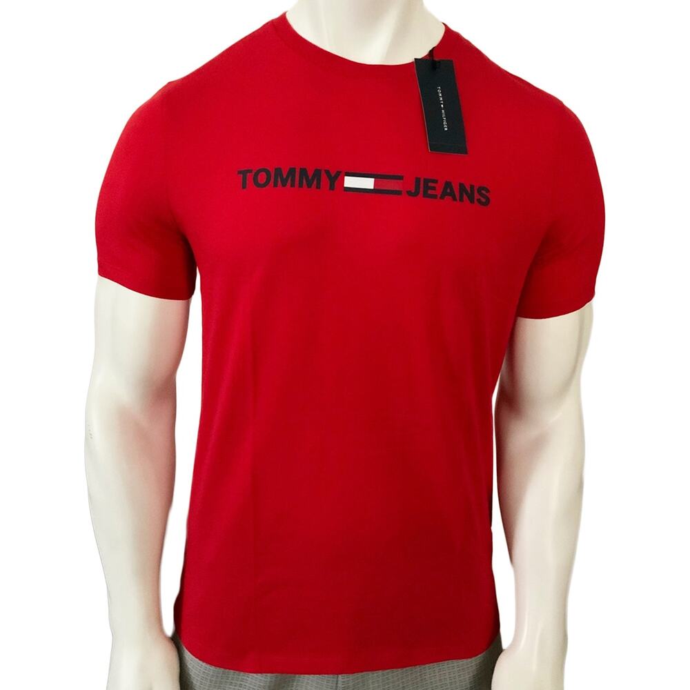 NWT TOMMY HILFIGER AUTHENTIC MENS RED CREW NECK SHORT SLEEVE T-SHIRT SIZE S L
